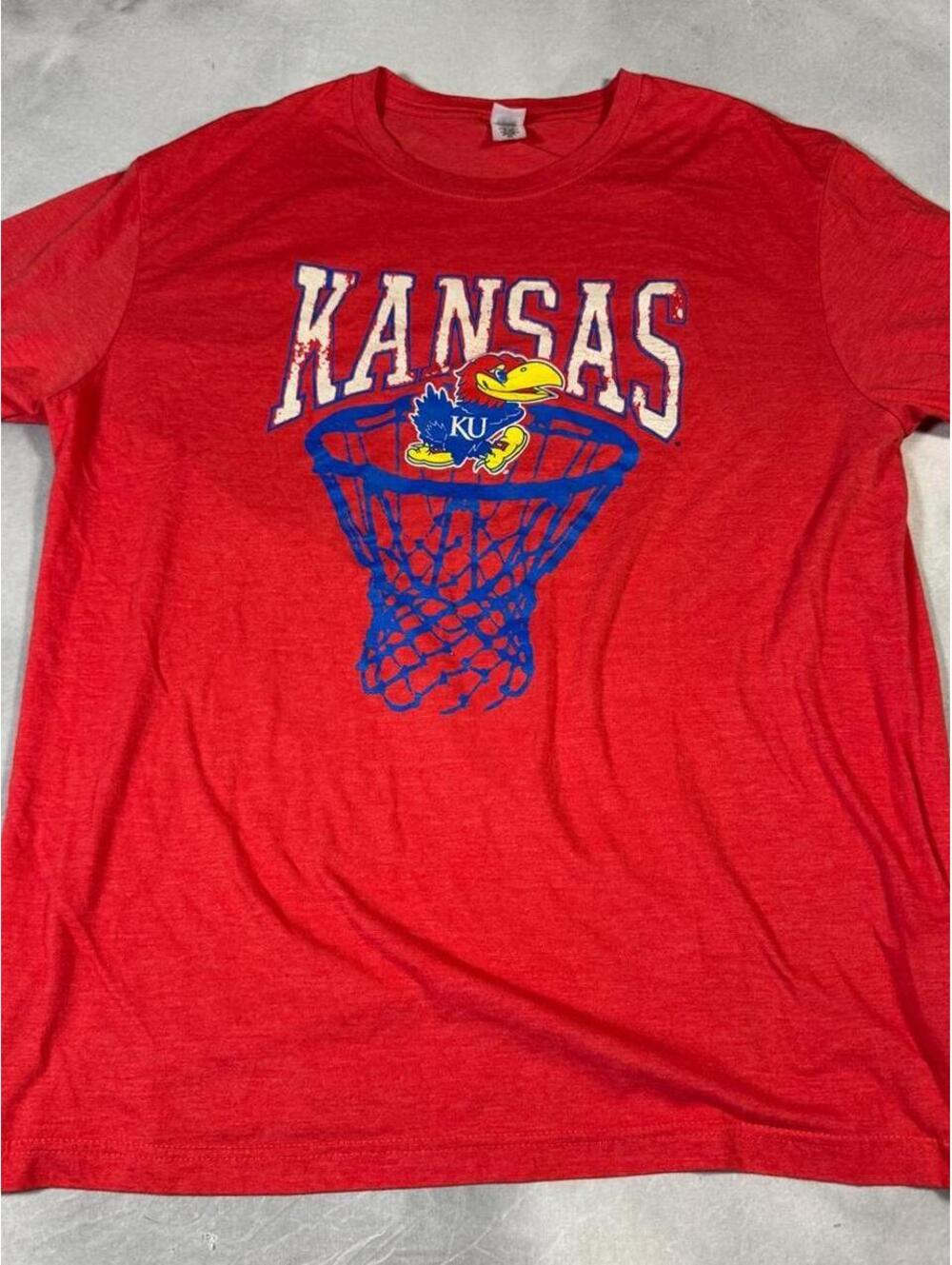 Kansas Jayhawks KU Basketball Graphic T Shirt 2XL Distressed College Tee